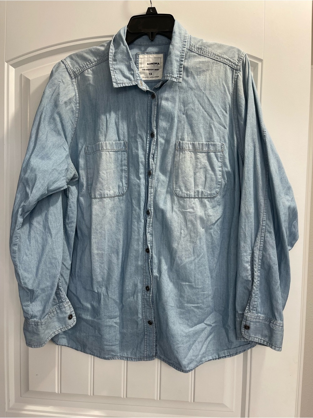 Plus Size Sonoma brand denim 100% Cotton Shirt Size 1x Button Down Long Sleeve